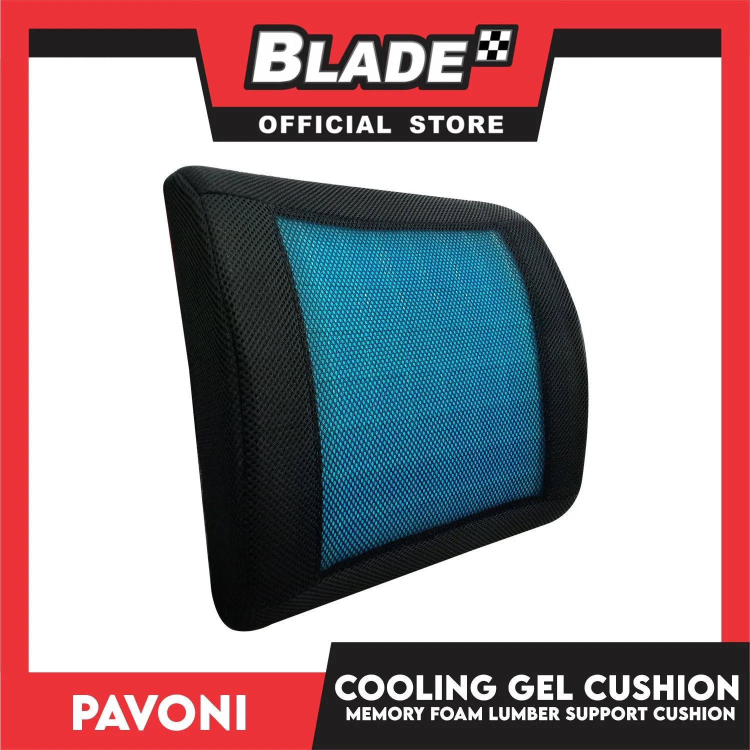 Pavoni Memory Foam Car Seat Lumbar Support Cushion with Cooling Gel