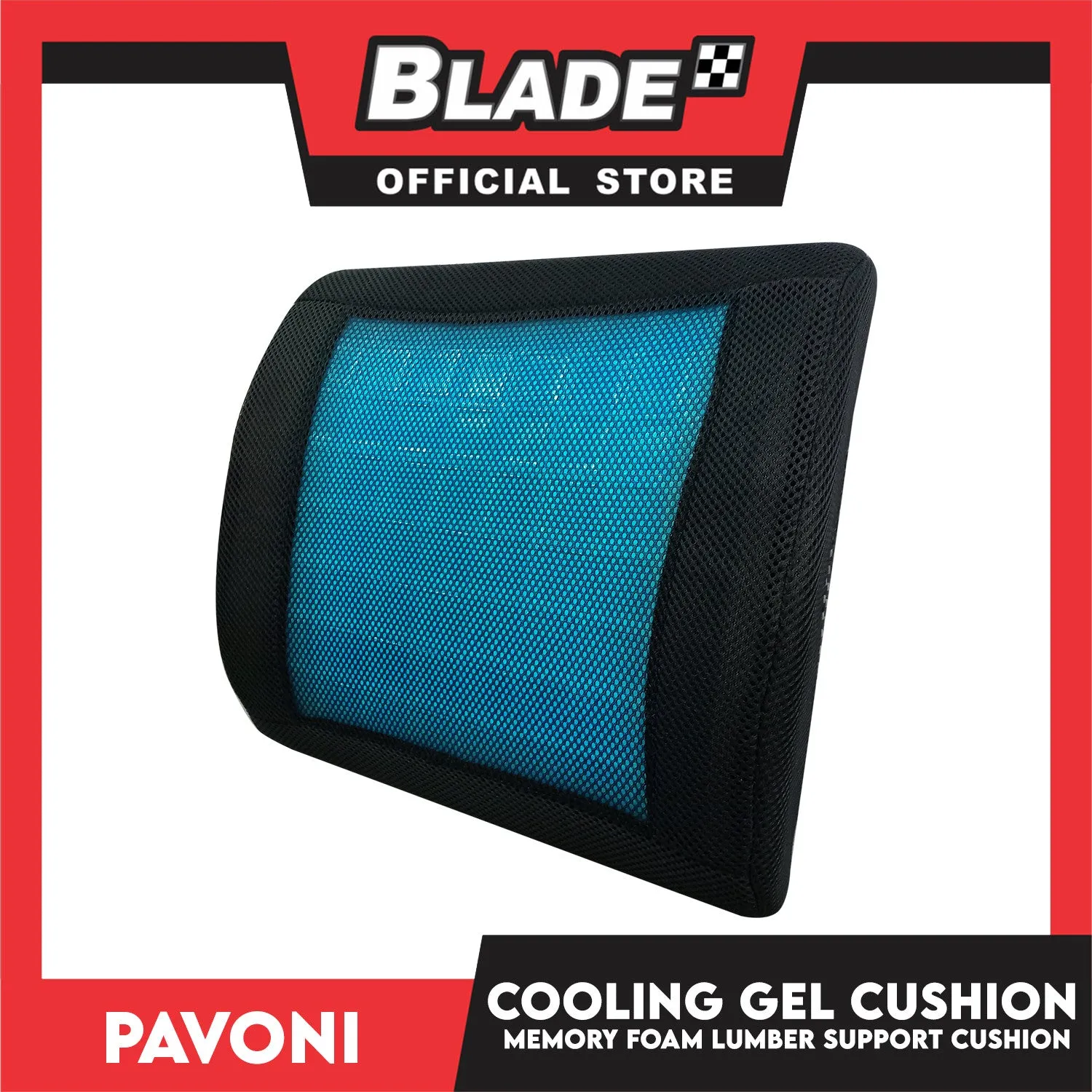 Pavoni Memory Foam Car Seat Lumbar Support Cushion with Cooling Gel
