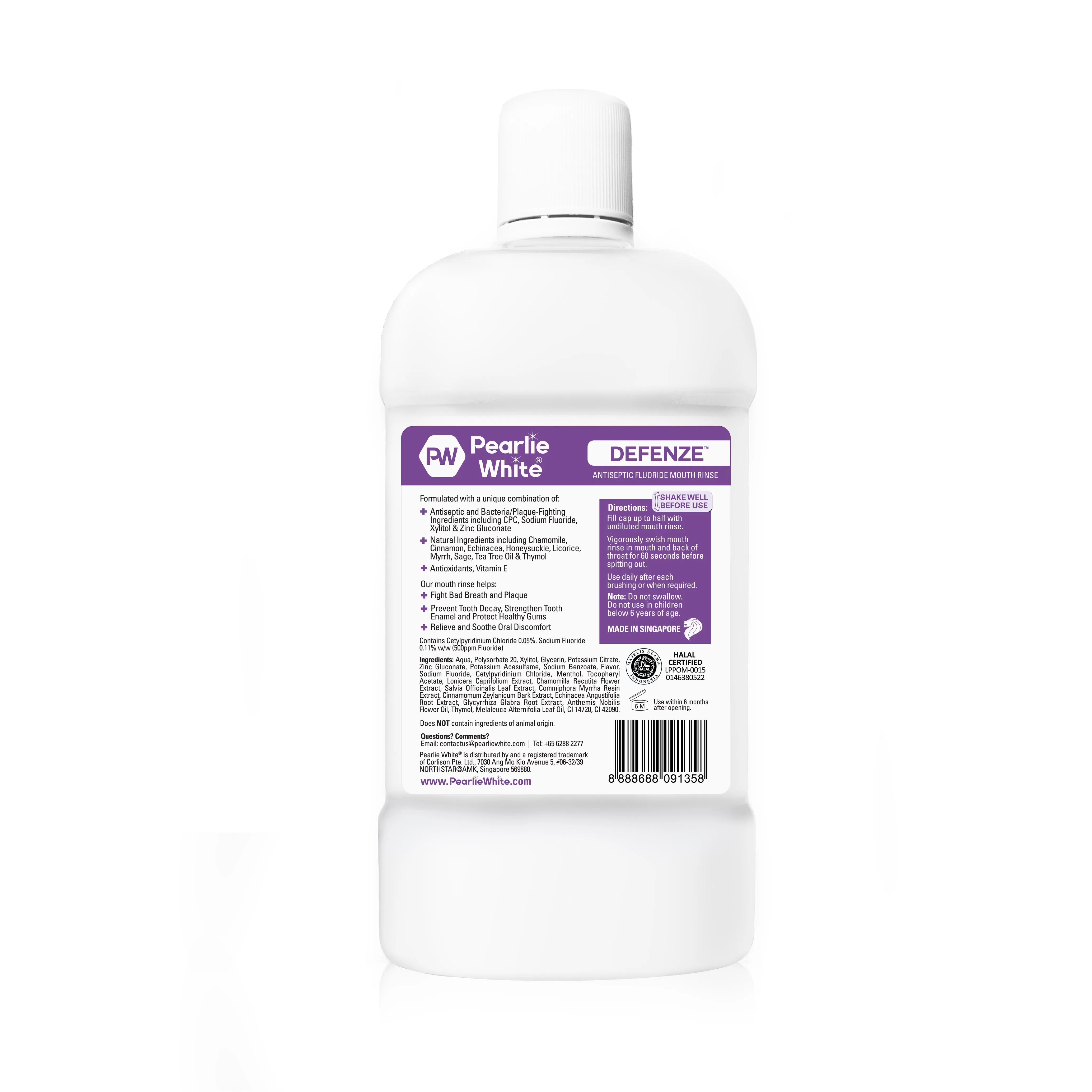 Pearlie White Defenze Antiseptic Fluoride Mouth Rinse 750ml