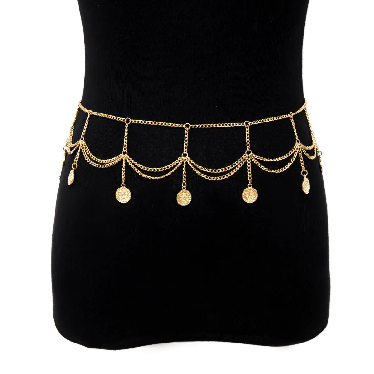 Personality Multi-Layer Embossed Coin Tassel Waist Chain
