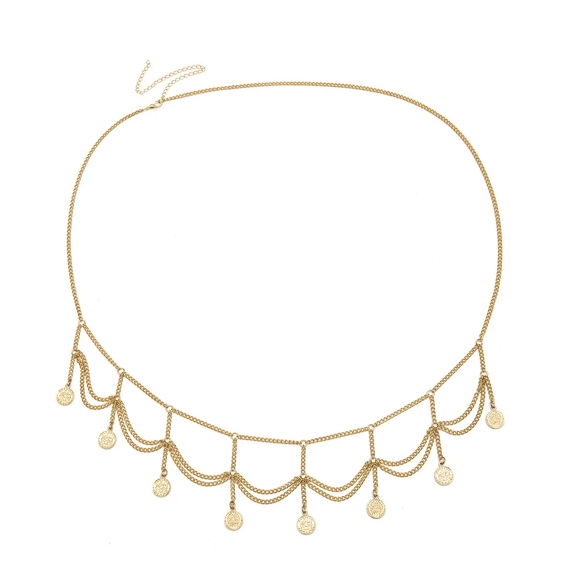 Personality Multi-Layer Embossed Coin Tassel Waist Chain