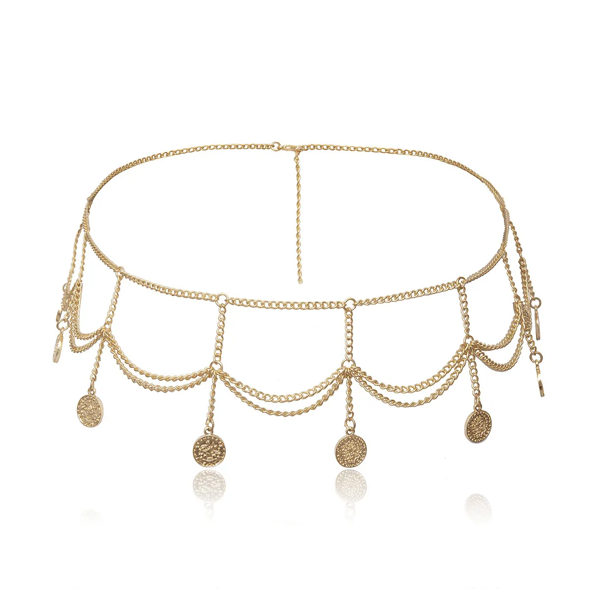 Personality Multi-Layer Embossed Coin Tassel Waist Chain