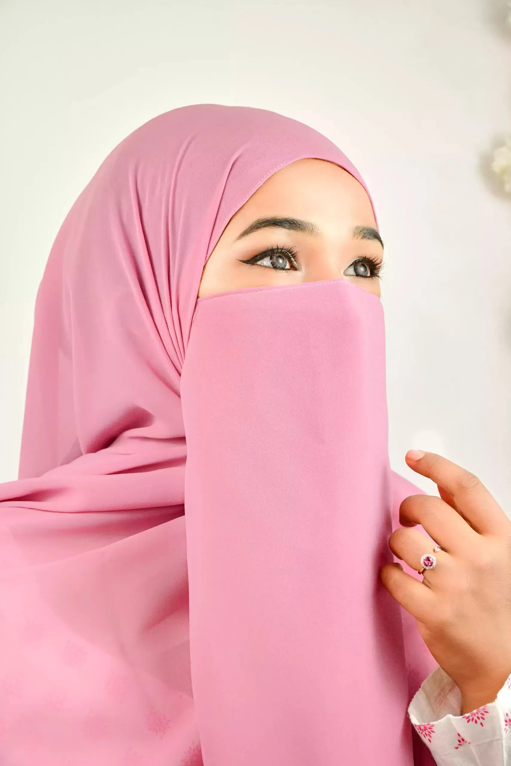 Plain Casual Wear Niqab With Elastic