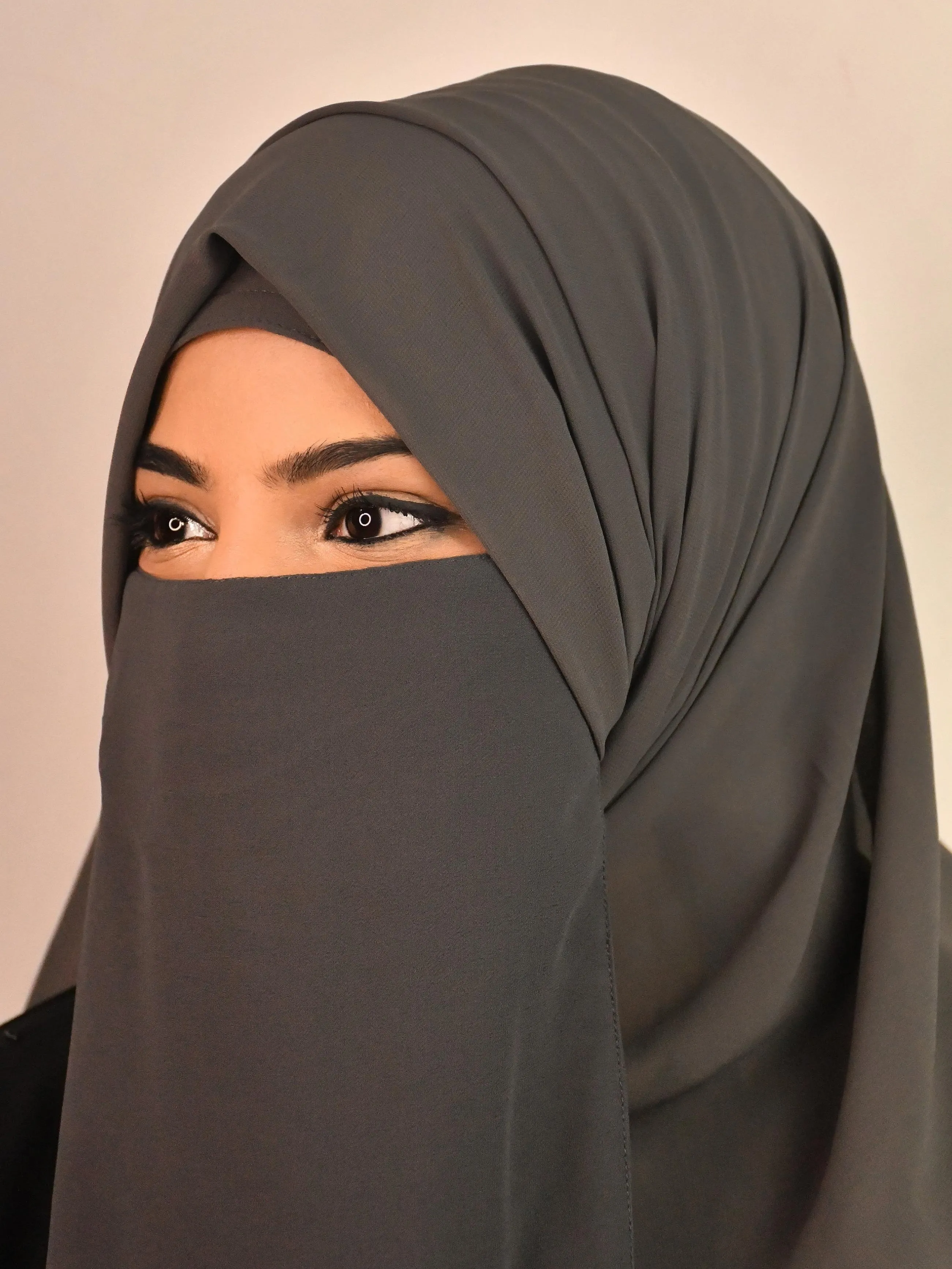 Plain Casual Wear Niqab With Elastic