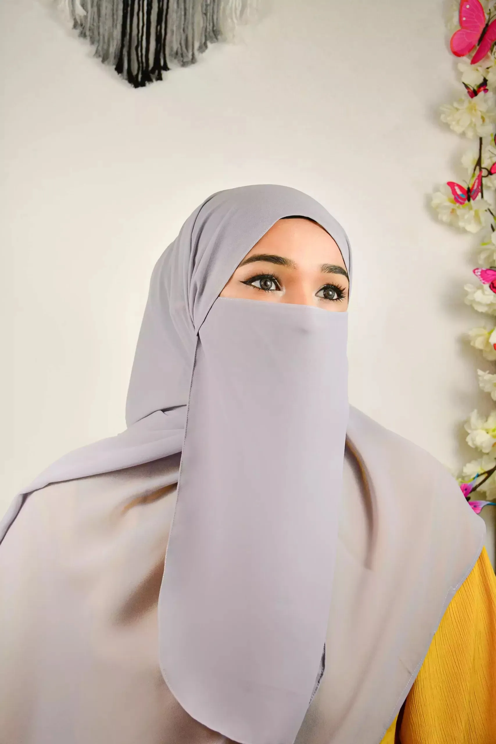 Plain Casual Wear Niqab With Elastic