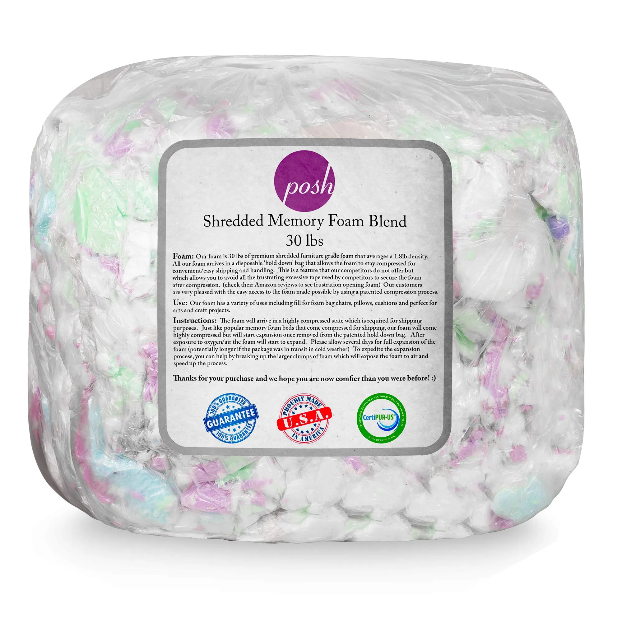 Posh Creations Foam Filling Bean Bag Refill 30lbs