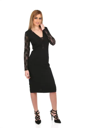 PP Midi Dress In Stretch Viscose Crepe Fabric