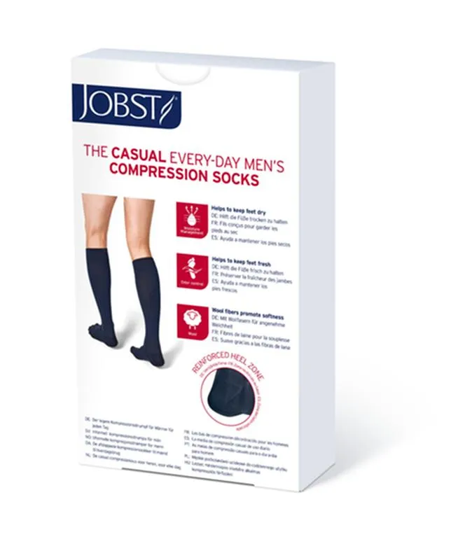 PR/1 JOBST CASUAL MEN, KNEE HIGH, 20-30MMHG, MD, KHAKI, CLOSED TOE