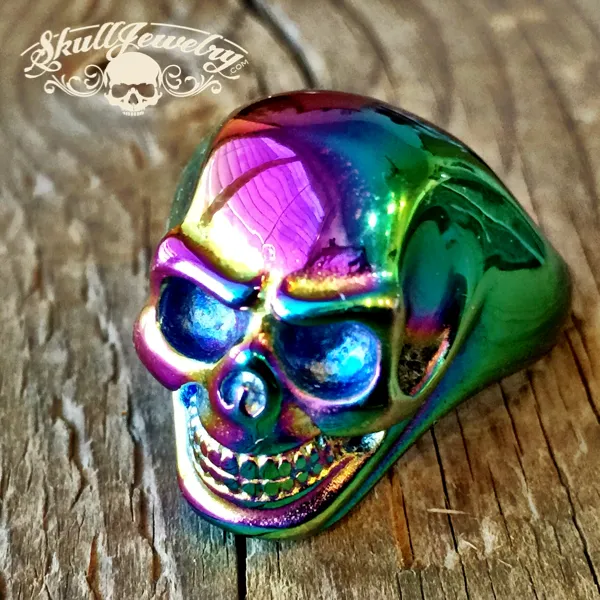 Psychedelic Multi-Color Skull Ring With Intricate Detailing (#450)