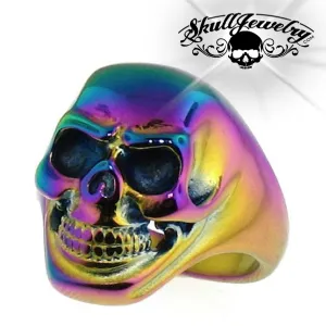 Psychedelic Multi-Color Skull Ring With Intricate Detailing (#450)