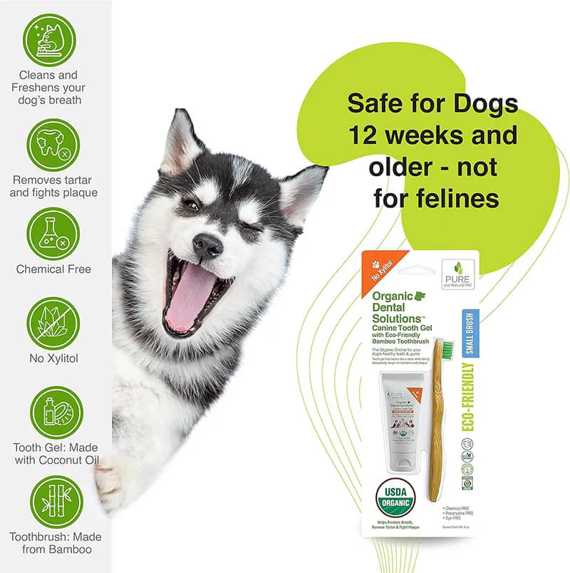 Pure and Natural Organic Tooth Gel and Bamboo Toothbrush for Large Dogs