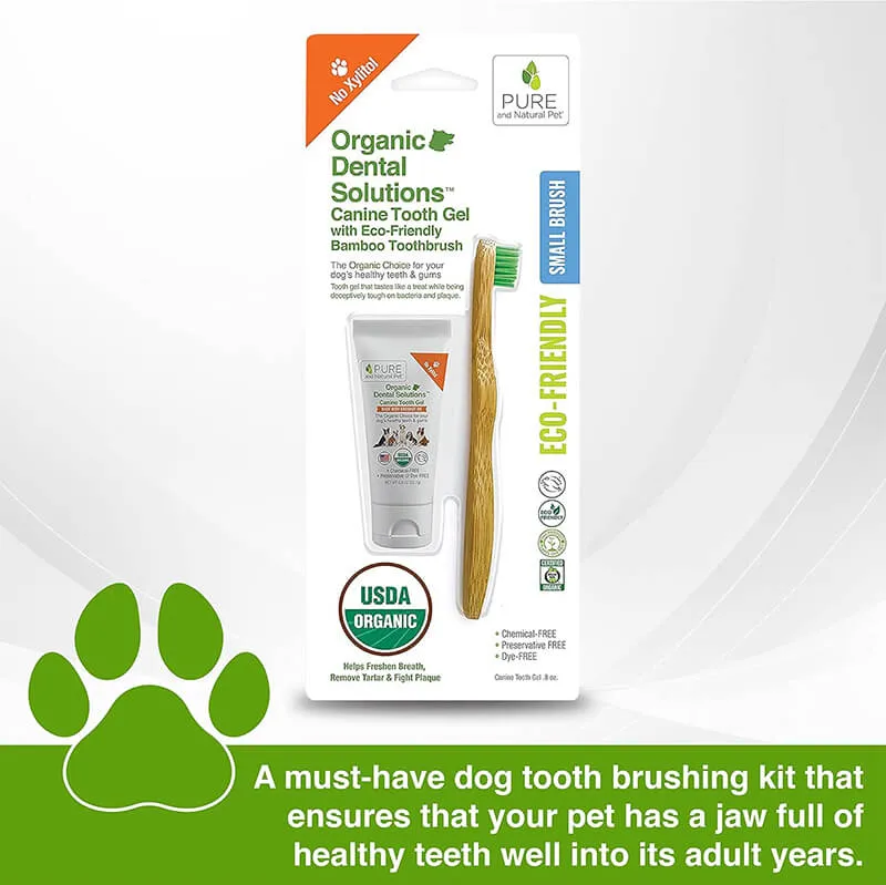 Pure and Natural Organic Tooth Gel and Bamboo Toothbrush for Large Dogs
