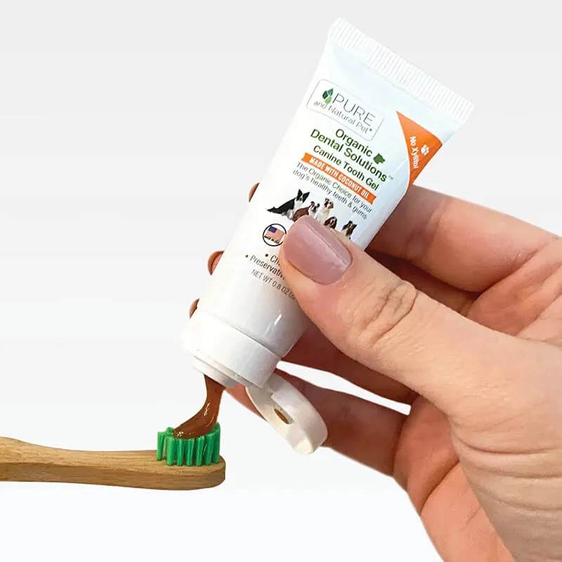Pure and Natural Organic Tooth Gel and Bamboo Toothbrush for Small Dogs