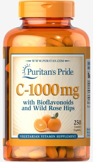 Puritan 's Pride Vitamina C-1000 MG con bioflavonoides &amp; Rose hips-250 caplets