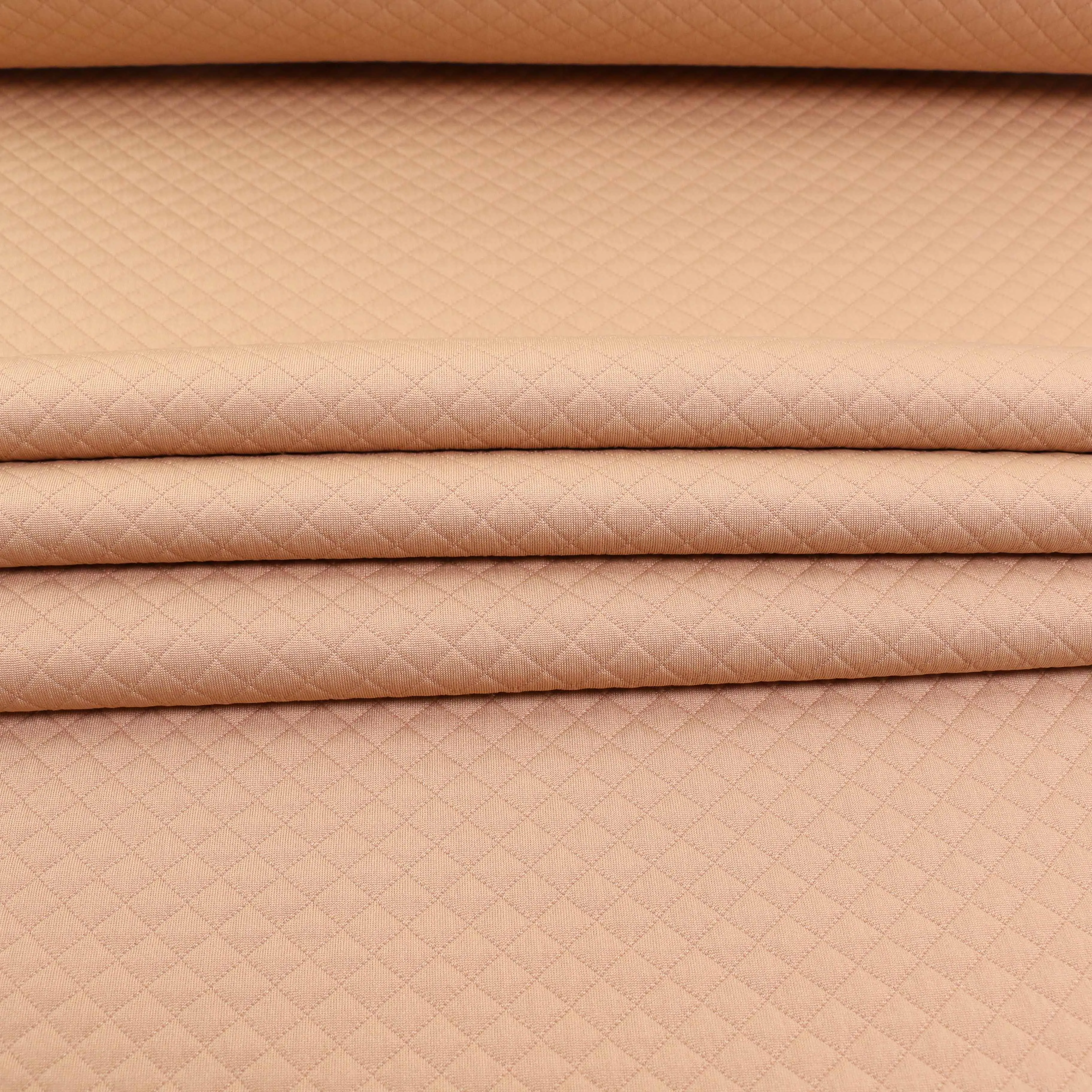 Quilted Jersey Fabric - Light beige diamond