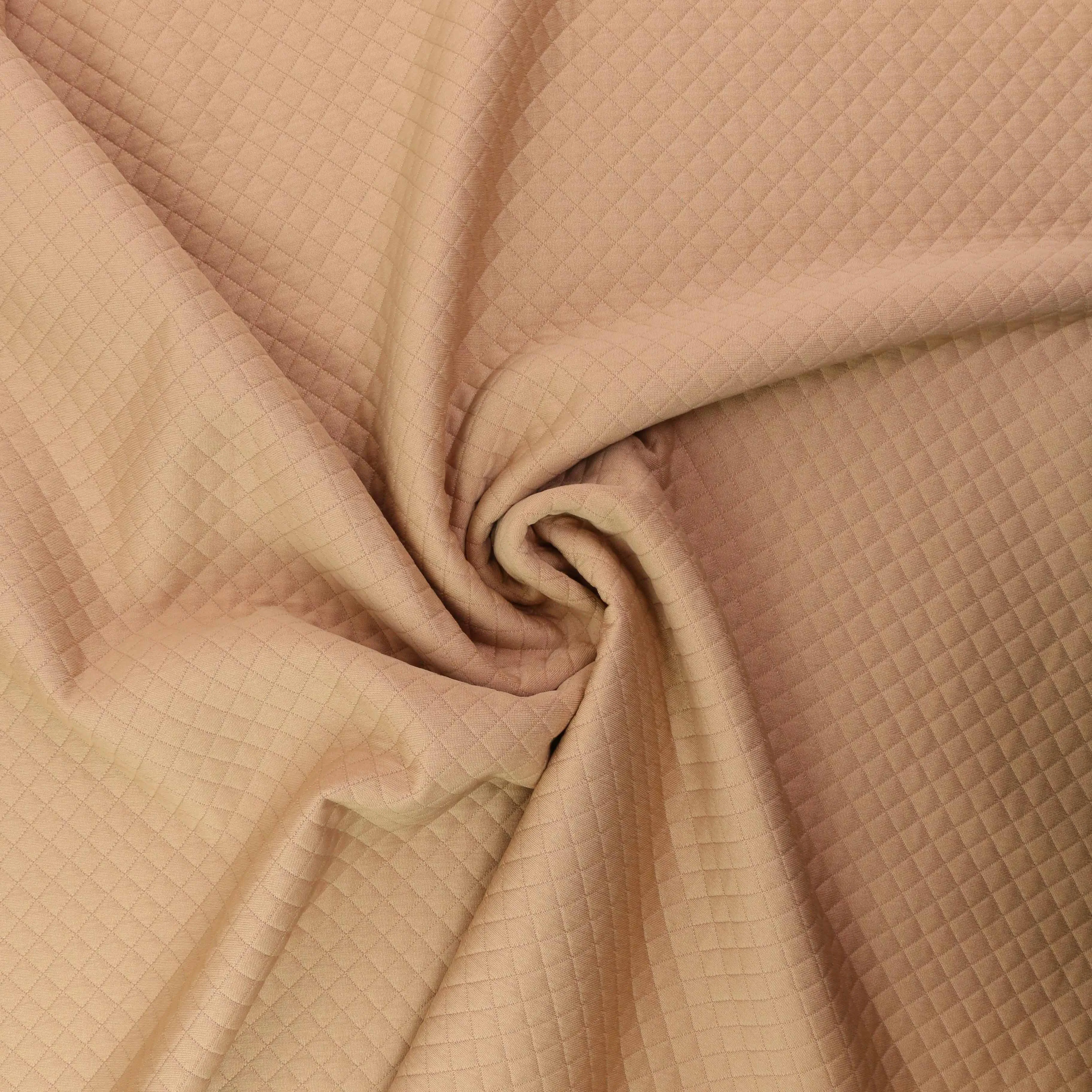 Quilted Jersey Fabric - Light beige diamond
