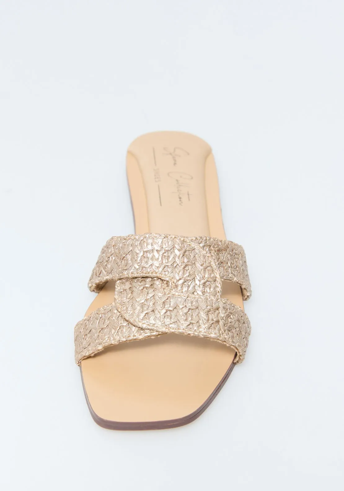 Raffia Mule Eight - Gold