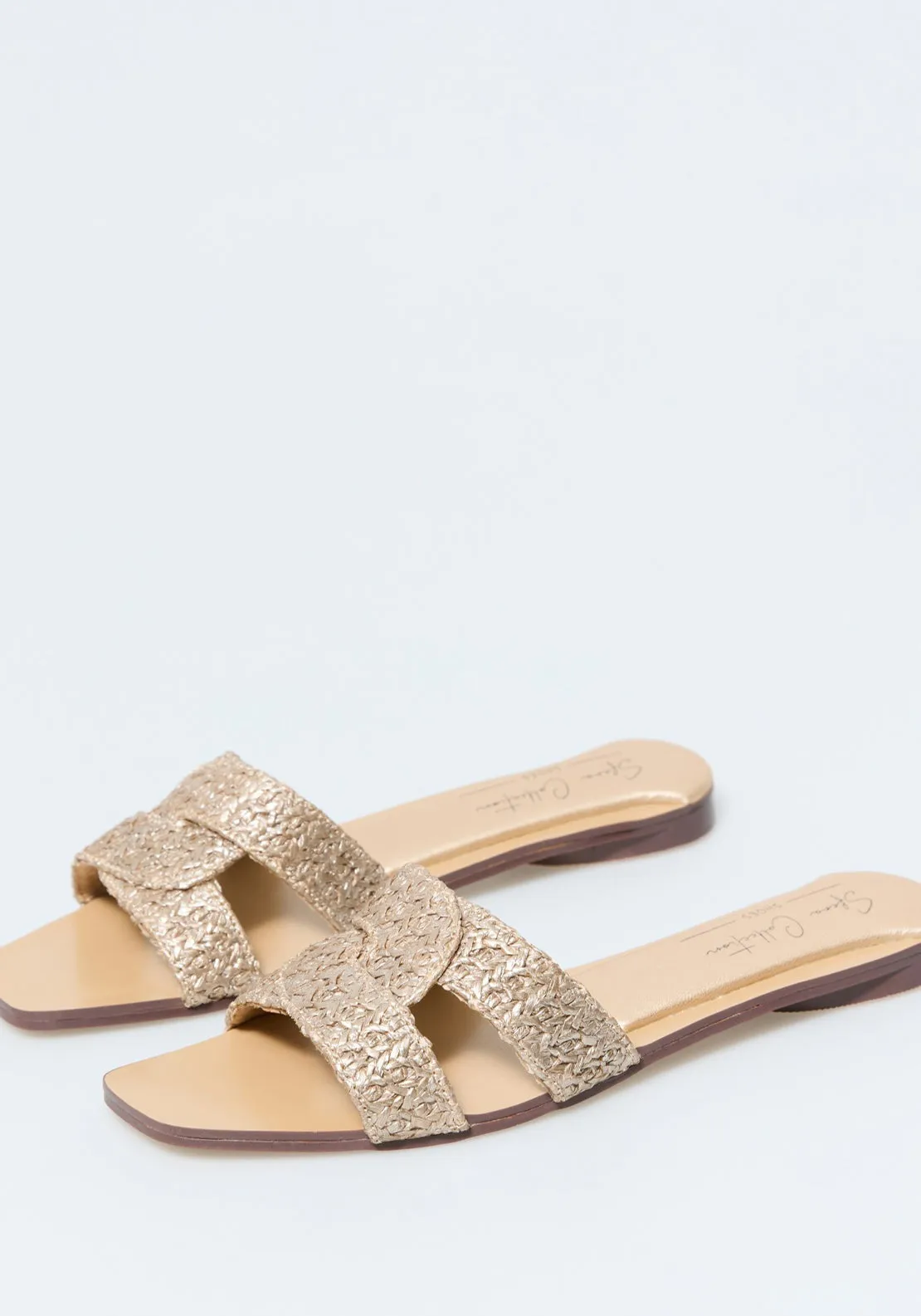 Raffia Mule Eight - Gold