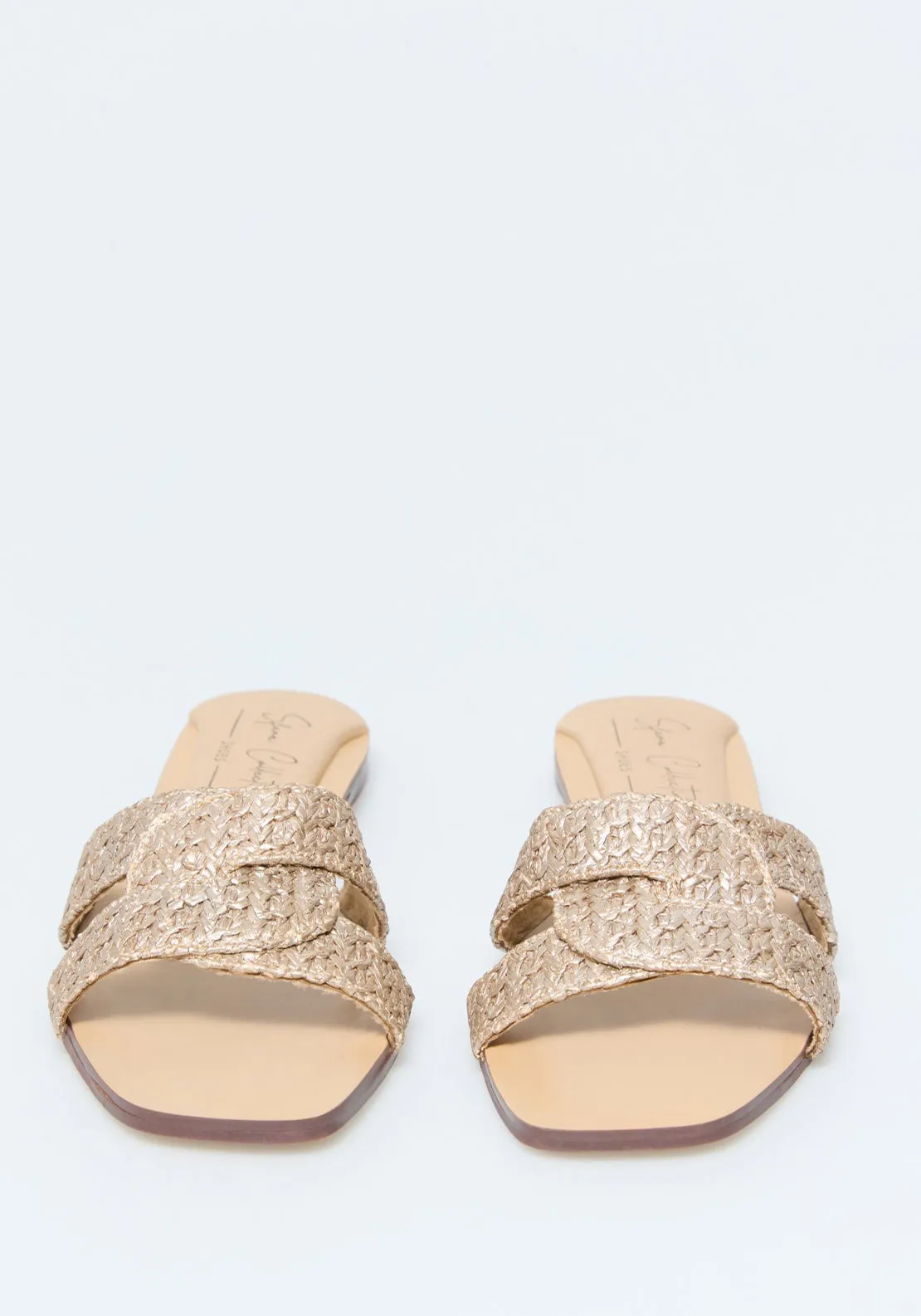 Raffia Mule Eight - Gold