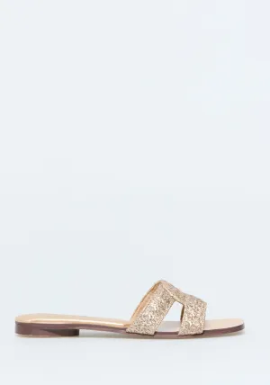 Raffia Mule Eight - Gold