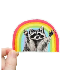 Rainbow Raccoon Weatherproof Vinyl Sticker