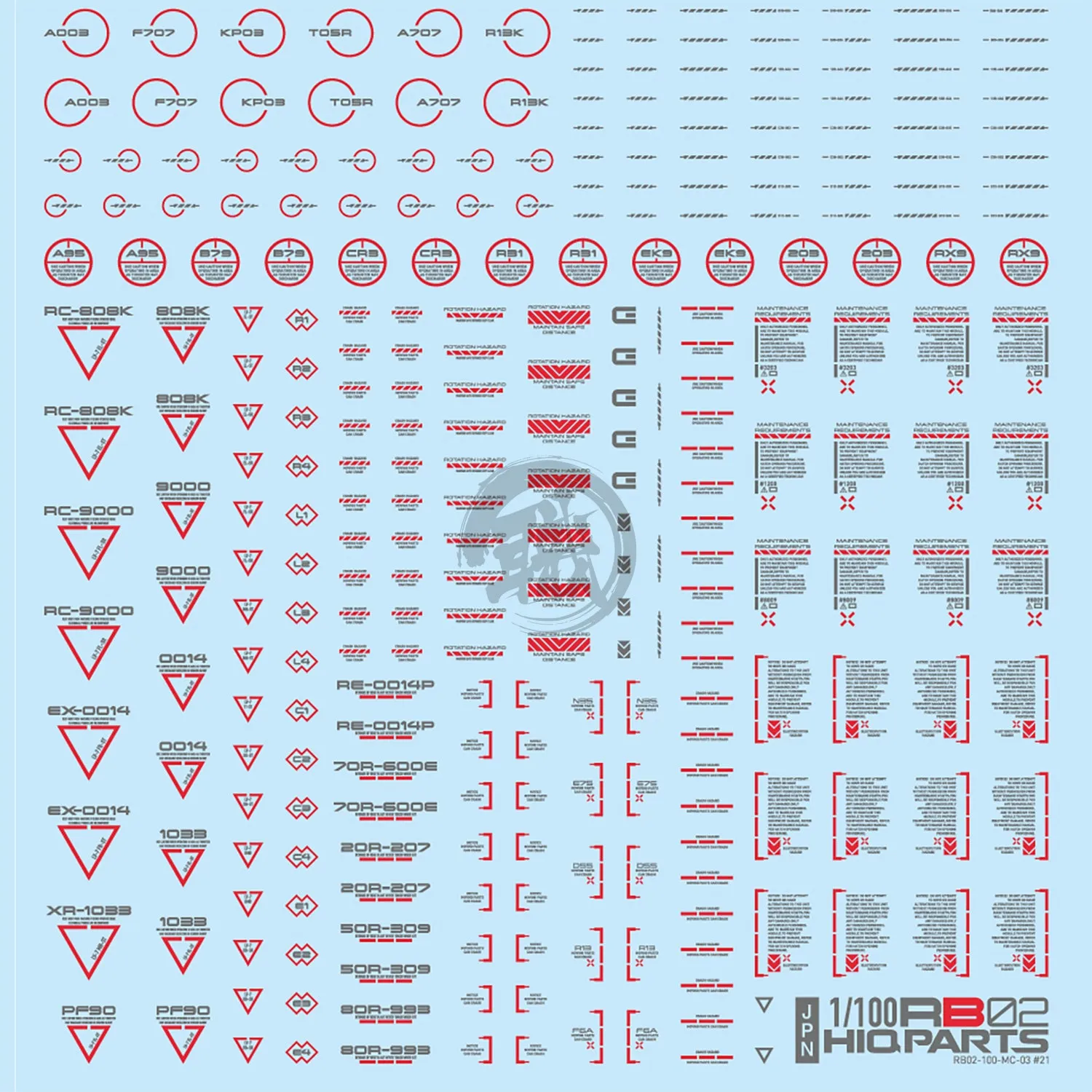 RB02 Caution Decal [Red & Grey] [1/100 Scale]