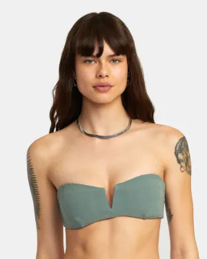 RVCA Womens Greetings V Wire Bandeau Bikini Top