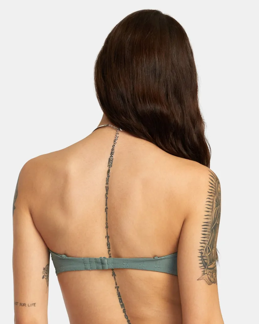 RVCA Womens Greetings V Wire Bandeau Bikini Top