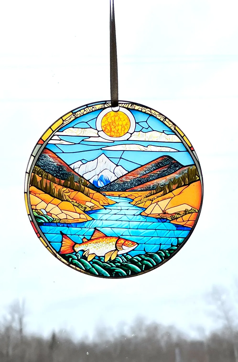 Salmon Art, Acrylic Window Ornament #SC244