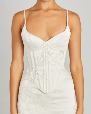 Salon Corset with Carnation Embroidery