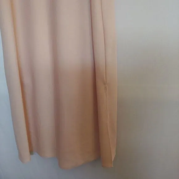 Sam Adelman champagne shimmery strappy maxi dres with slits size 14