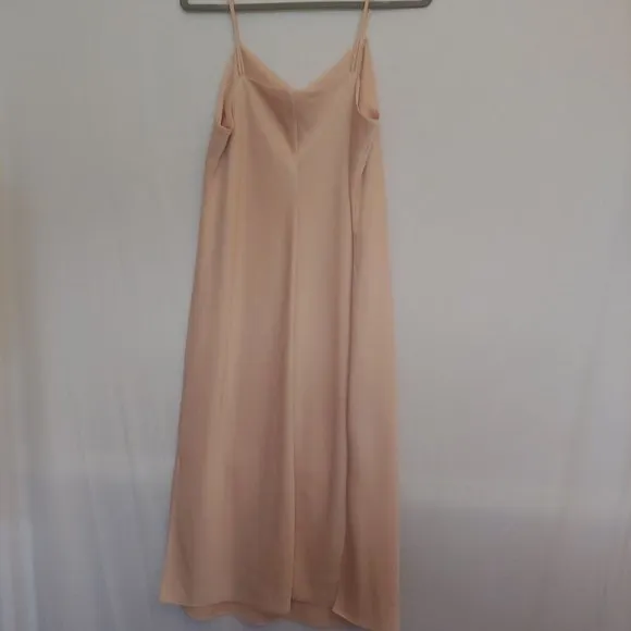 Sam Adelman champagne shimmery strappy maxi dres with slits size 14