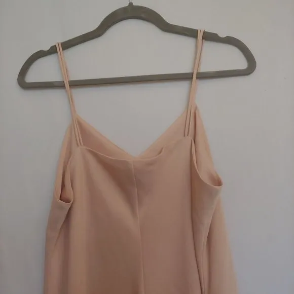 Sam Adelman champagne shimmery strappy maxi dres with slits size 14