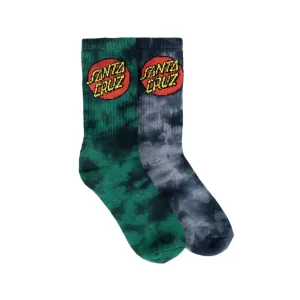 SANTA CRUZ YOUTH CLASSIC DOT TIE DYE SOCKS 2 PACK - GREEN TIE DYE