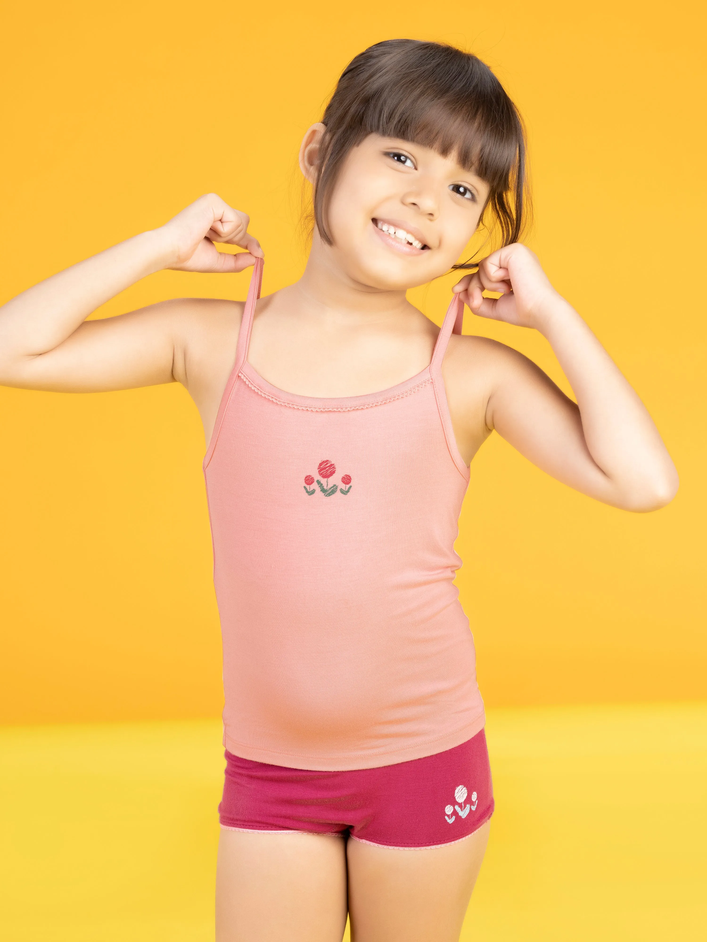 Scribbles Girls Slip Pink Tencel Modal - Floral