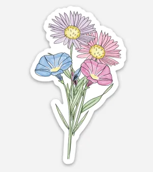 September Birth Flower Sticker: Aster and Morning Glory