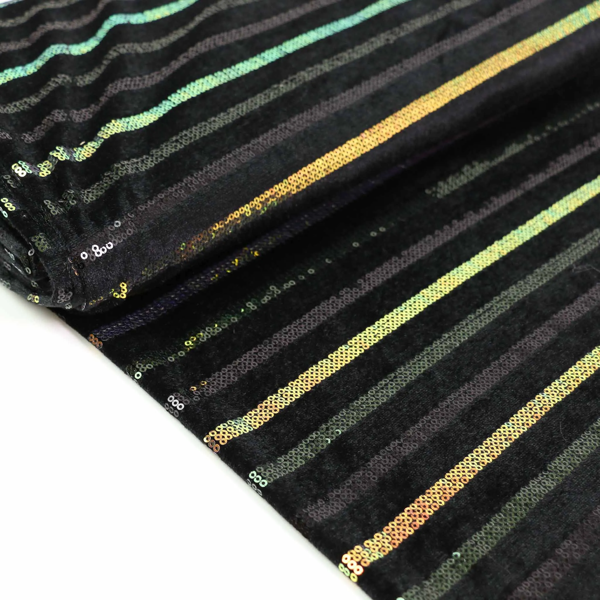 Sequin Velour Fabric - Black, iridescent