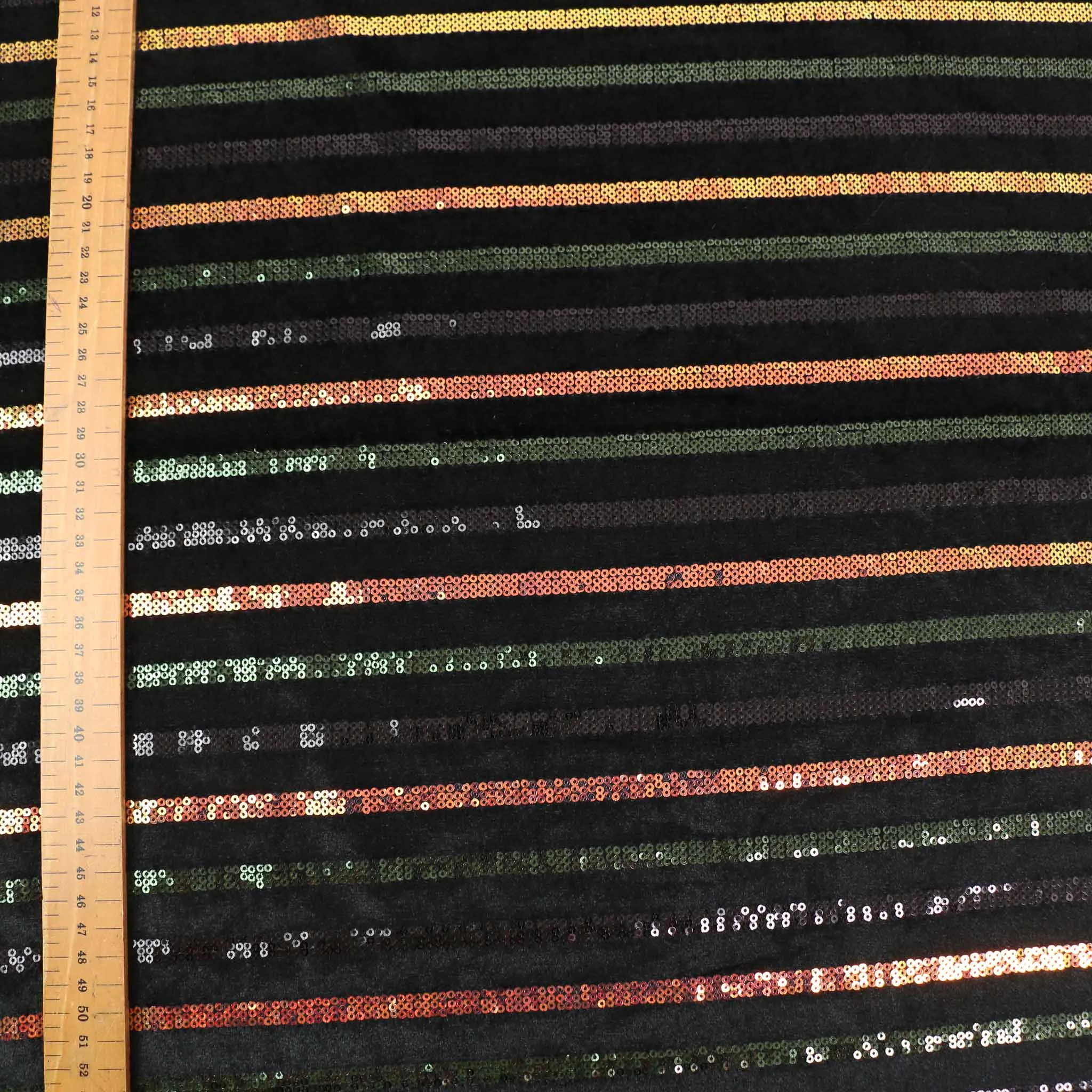 Sequin Velour Fabric - Black, iridescent