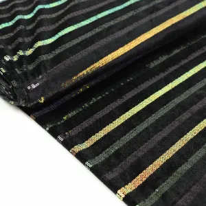 Sequin Velour Fabric - Black, iridescent
