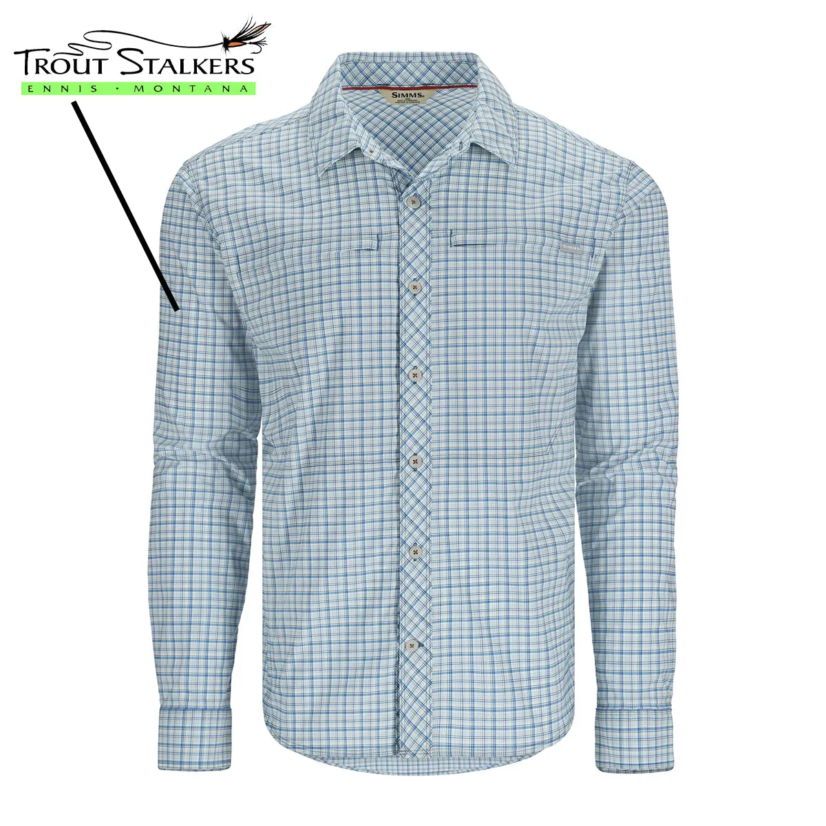 Simms MTS Logo Stone Cold LS Shirt Sky/Nightfall Retro Plaid
