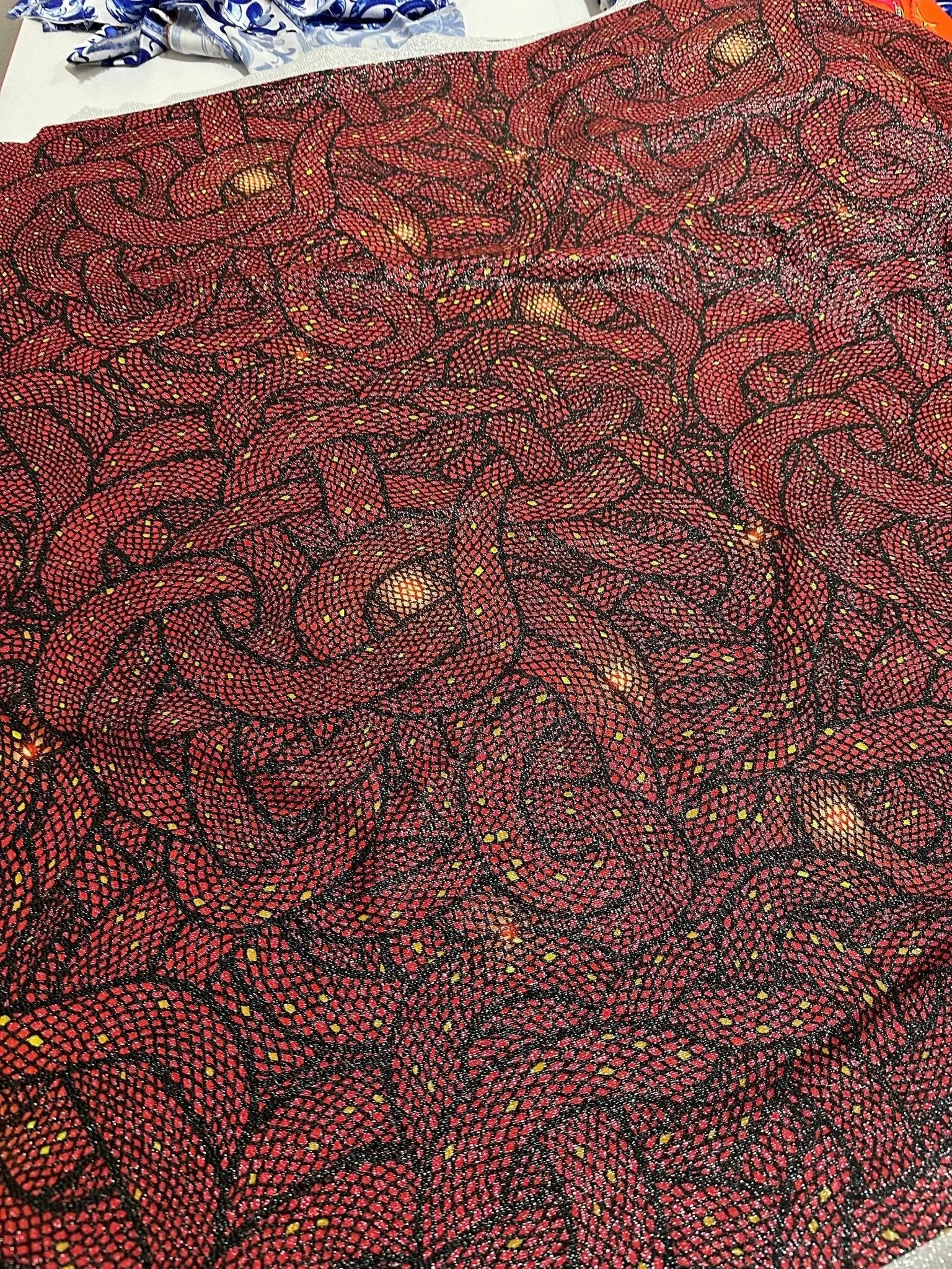 Snake Skin Lurex Knit Fabric - 4-Way Stretch Pattern