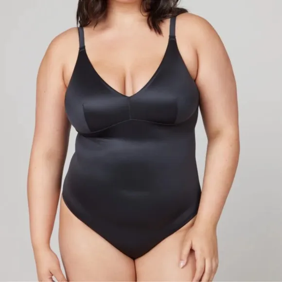 SPANX Satin Shaping Thong Bodysuit Light Orchid 3X