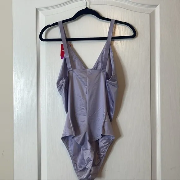 SPANX Satin Shaping Thong Bodysuit Light Orchid 3X