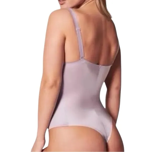 SPANX Satin Shaping Thong Bodysuit Light Orchid 3X