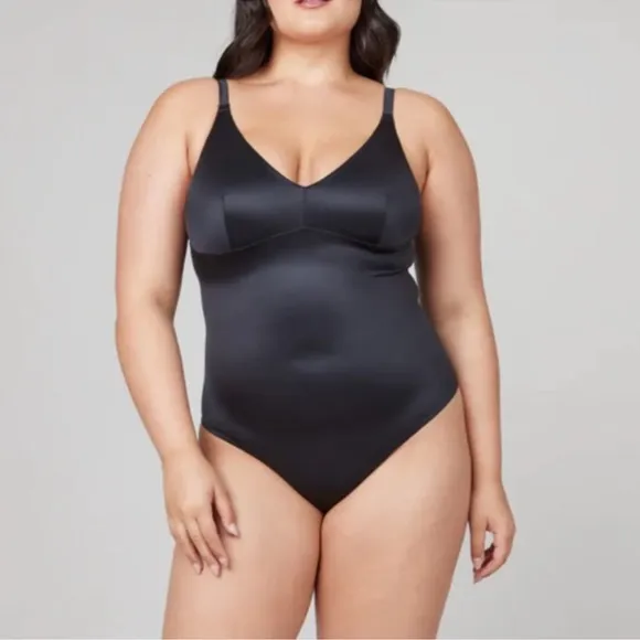 SPANX Satin Shaping Thong Bodysuit Light Orchid 3X