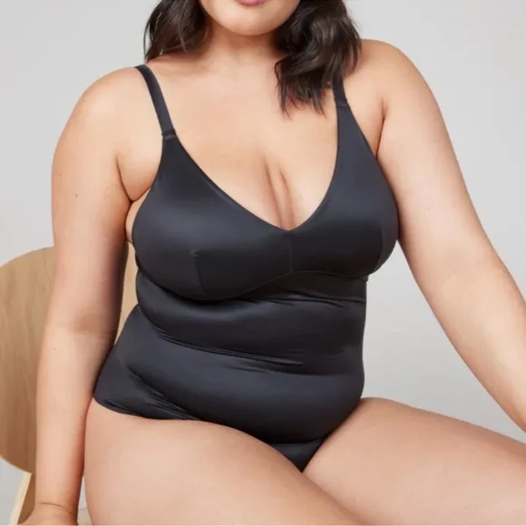 SPANX Satin Shaping Thong Bodysuit Light Orchid 3X