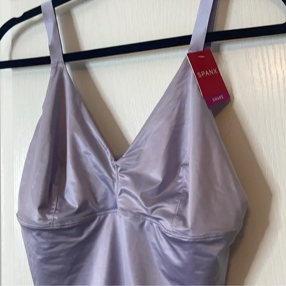 SPANX Satin Shaping Thong Bodysuit Light Orchid 3X