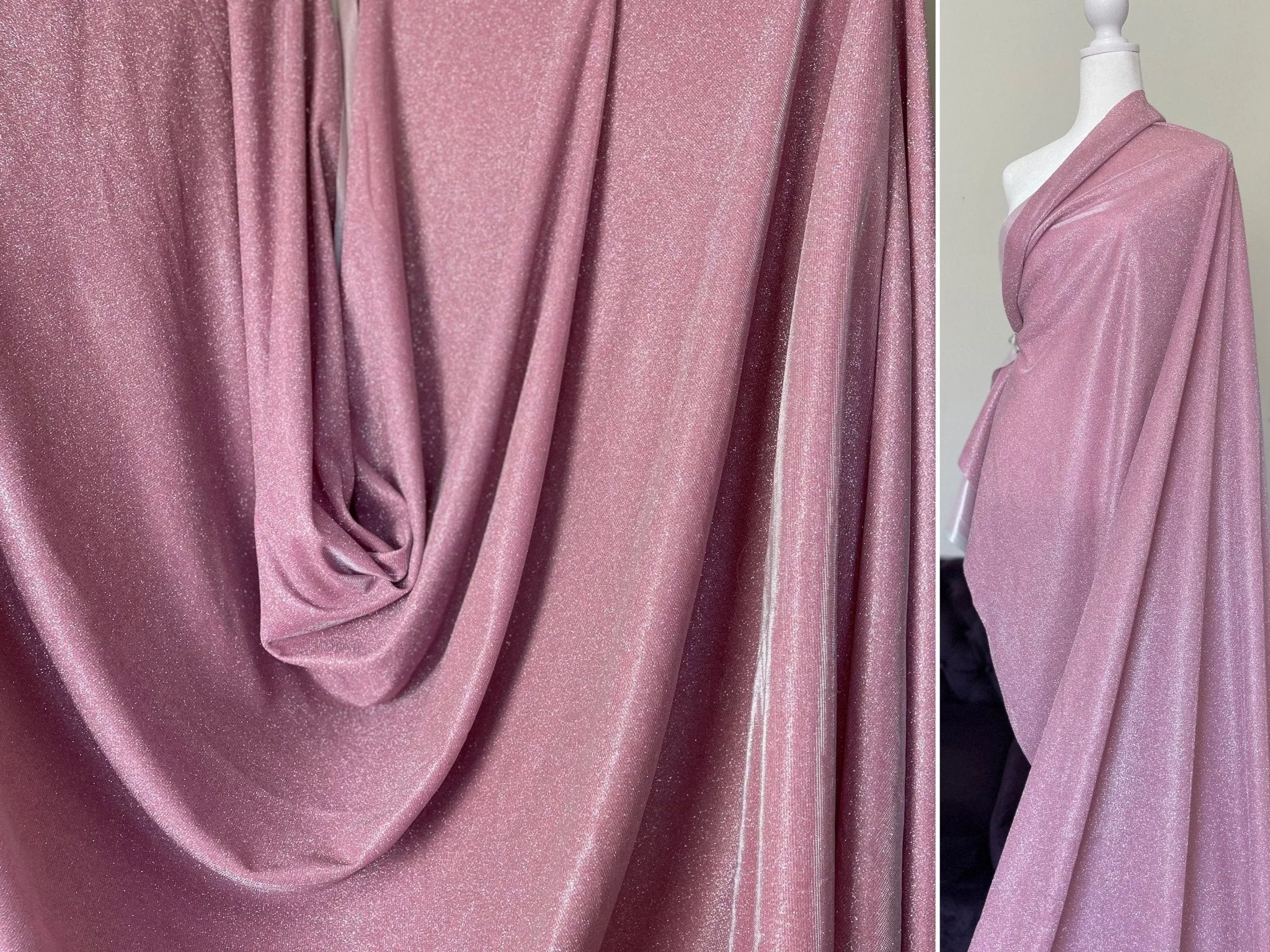 Sparkling Blush Pink Lurex Glitter Fabric by the Yard Metallic Dusty Rose Shimmer Material Perfect forDIY Crafts Sewing & Glamorous Projects