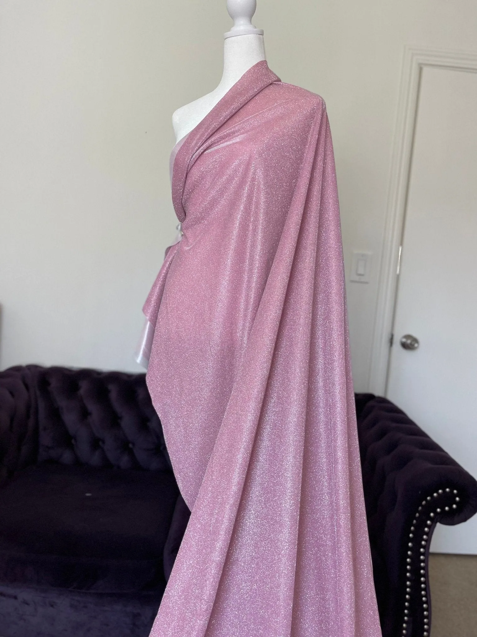 Sparkling Blush Pink Lurex Glitter Fabric by the Yard Metallic Dusty Rose Shimmer Material Perfect forDIY Crafts Sewing & Glamorous Projects