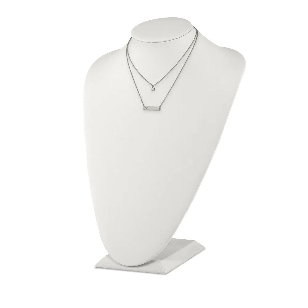 Stainless Steel Polished Heart and Bar Multi Strand 1.5in ext Necklace